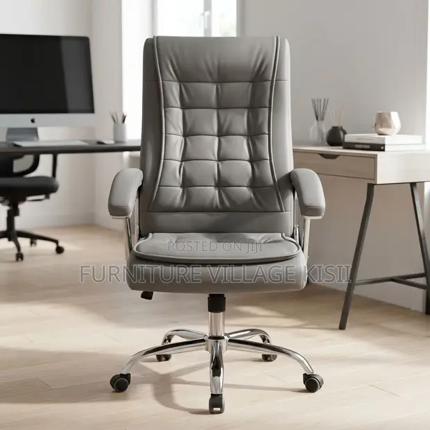 Leather Swivel Office Chair - Brown - 1