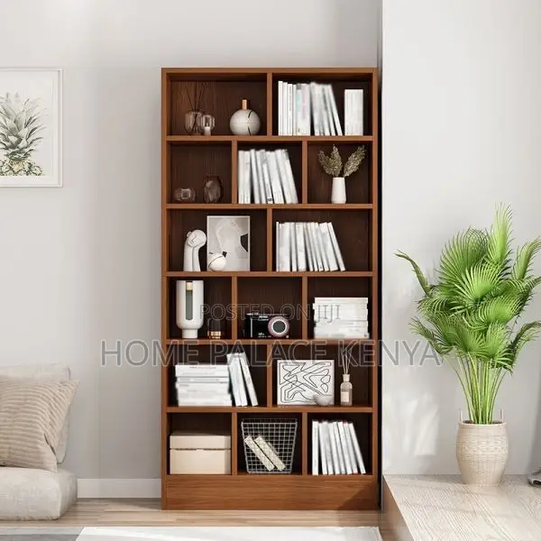 Modern Bookshelf - 5 Shelves, Wood, Brown - 1