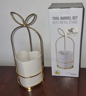 Love Shape Ceramic Tool Barrel Set Metal Stand