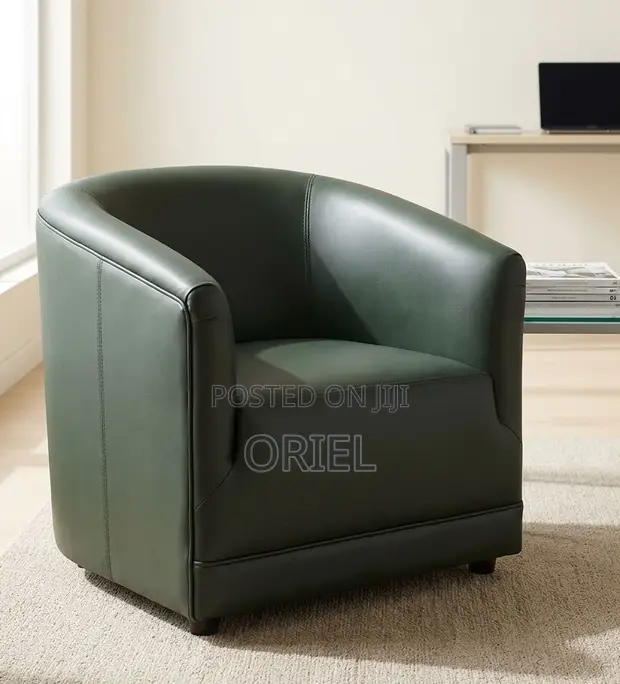 Modern Leather-Style Tub Chair - Green - 1