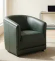 Modern Leather-Style Tub Chair - Green - 1