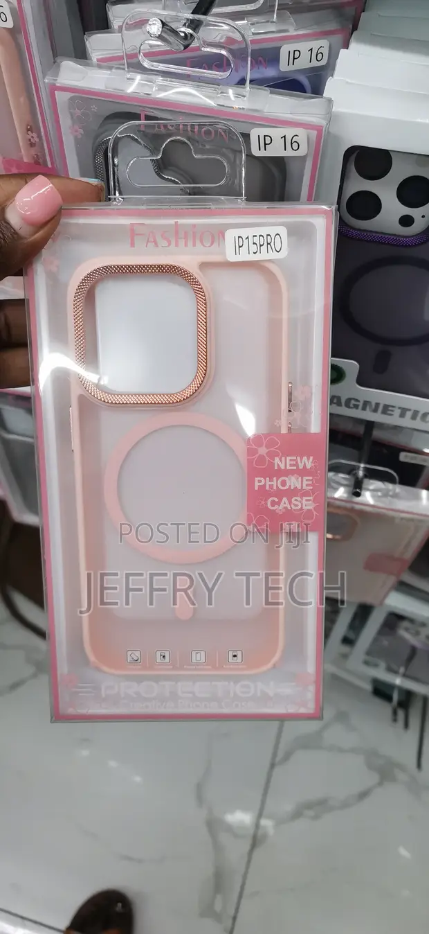 Pink Matte iPhone 15 Pro Case with Rose-Gold Metallic Camera Frame - 1