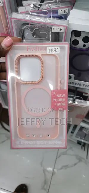 Pink Matte iPhone 15 Pro Case with Rose-Gold Metallic Camera Frame