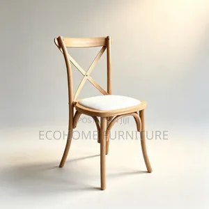 Wooden Cross Back Chair with Cream Cushion