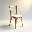 Wooden Cross Back Chair with Cream Cushion - 1