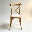 Wooden Cross Back Chair with Cream Cushion - 2