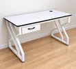 Modern White Office Desk with Drawer - 1