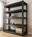 Industrial 5-Tier Black Metal Rack - Rafu ya Hifadhi Imara - 3