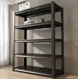 Industrial 5-Tier Black Metal Rack - Rafu ya Hifadhi Imara - 4