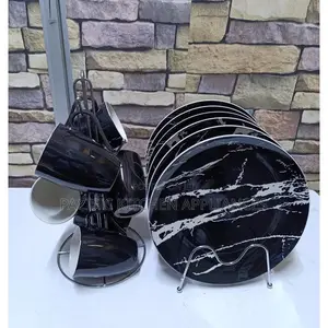 SUNDABESTS 12pcs Black Dinner Set