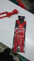 Seti ya Red Suspender & Bowtie - Watoto na Watu Wazima - 2