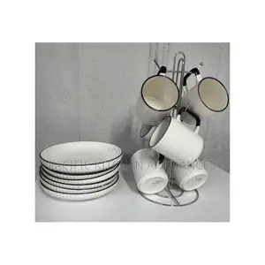 12-Piece Japanese Ceramic Tea Set - 6 Cups & 6 Side Plates