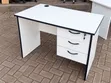 White Computer Desk with 3 Lockable Drawers & Cable Port - 1