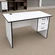 White Computer Desk with 3 Lockable Drawers & Cable Port - 2