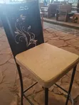 Powder-Coated Metal Bar Stool with Floral Cutout - 2