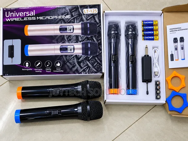 Wireless UHF Microphone System with 2 Mics & Receiver - 1