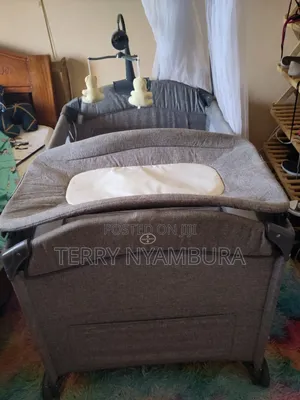 Baby Cot with Mattress, Mosquito Net & Changing Station