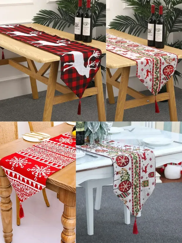 Kifuniko cha Meza cha Jacquard cha Krismasi chenye Fuko (180x35cm) - 1