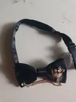 Crown Brooch & Chain Black Bow Tie - 1