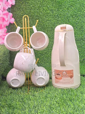 7pc Breakfast Set: 1.6L Flask + 6 Mugs