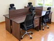 4-Person Office Workstation Desk with Ergonomic Chairs - 1