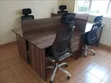 4-Person Office Workstation Desk with Ergonomic Chairs - 2