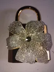 Rhinestone Floral Padlock Handbag - Gold - 2