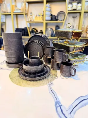 24pc Dinner Set with Black Food Warmer