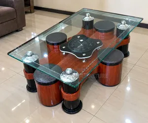 Meza ya Kahawa ya Kioo na Stuli 6