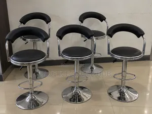 Adjustable Black Leather Bar Stools (Set of 5)