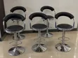 Adjustable Black Leather Bar Stools (Set of 5) - 4