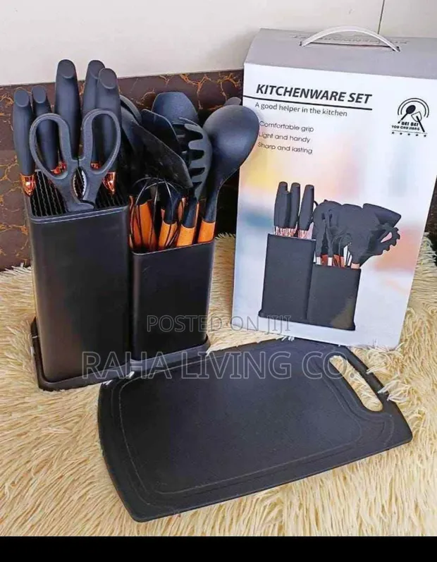 19-Piece Black Silicone Kitchen Utensil Set - 1