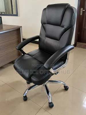 Black Executive Office Leather Chair with Headrest