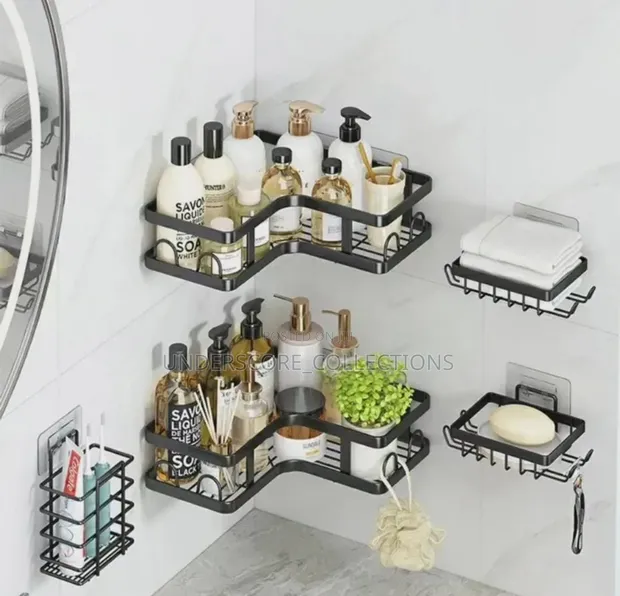 Brand New 5-in-1 Metallic Bathroom Corner Organizer - 1