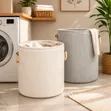 Velvet Corduroy Laundry Basket | Cream & Grey - 1