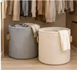 Velvet Corduroy Laundry Basket | Cream & Grey - 2