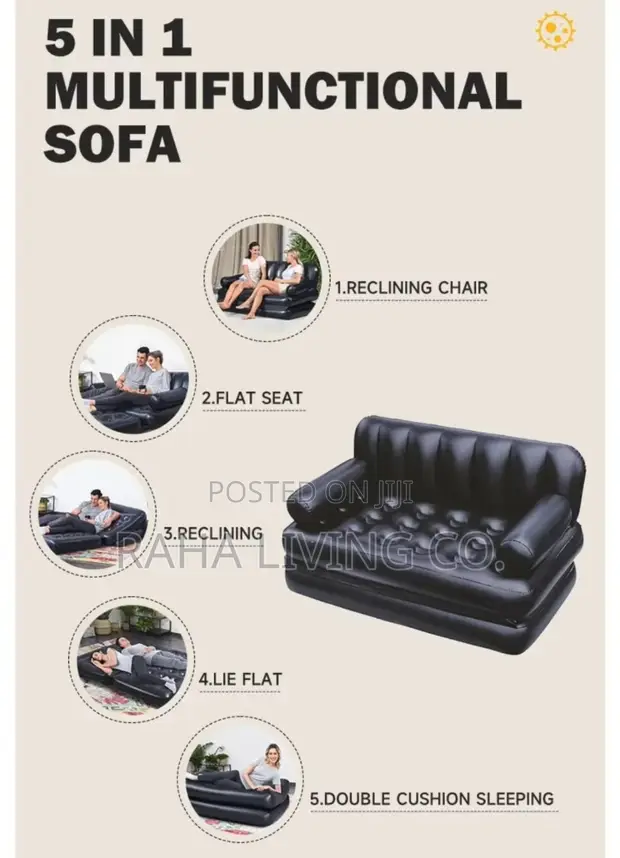 Bestway 5-in-1 Sofa Bed ya Kukunja (2 Seater) - 1