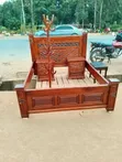 Handcrafted Chevron Solid Wood Bed Frame with Nightstands (Queen) - 2