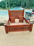 Handcrafted Chevron Solid Wood Bed Frame with Nightstands (Queen) - 3