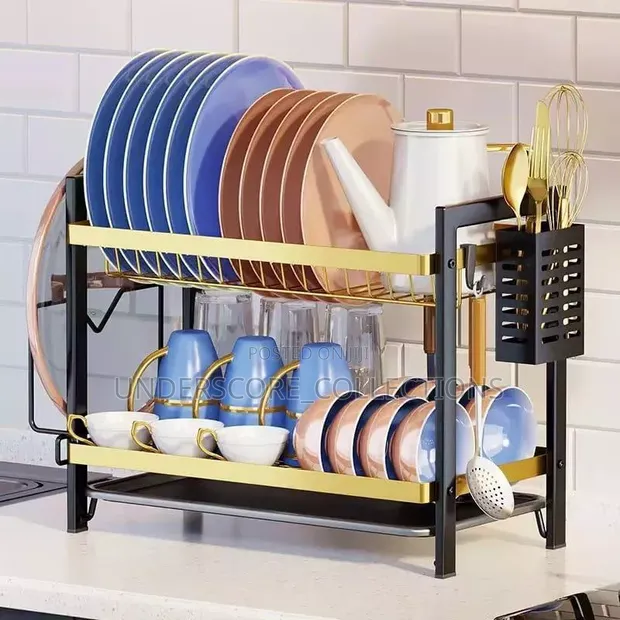 Dish Rack Nyeusi/Dhahabu - 1