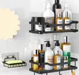 3pc Rectangular Shower Caddy Set | Wall Organizer | No Drilling - 2