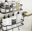 3pc Rectangular Shower Caddy Set | Wall Organizer | No Drilling - 3