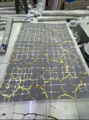 Pure Turkish Crackle Carpet | 8x11 | Gold Marble Design