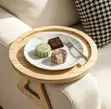 Kikapu cha Mbao cha Sofa cha Kushikilia Mikono | Meza ya 29cm Mviringo ya Kushikilia - 4