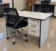 White Office Desk with 3 Drawers - Modern Workstation - 4
