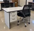 White Office Desk with 3 Drawers - Modern Workstation - 5