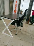 Boss Office Products Meza ya Chuma na Kiti cha Ngozi - 1