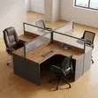 4-Seater Brown Curved Workstation - 4