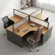 4-Seater Brown Curved Workstation - 5