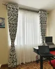 High Quality Plain Blue Curtains & Off-White Sheers - 3